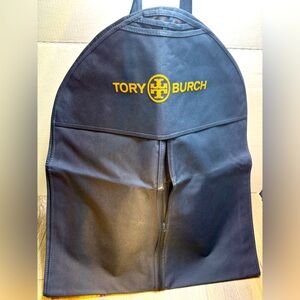 Tory Burch Large Garment Dress Suit Bag Canvas Travel Navy & Orange Logo Zip NEW